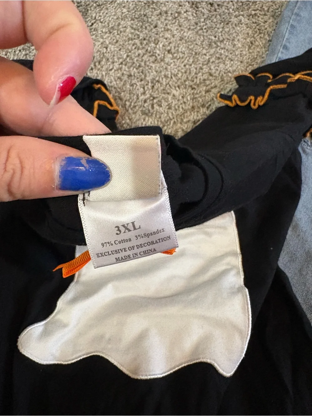 Kids Black Ghost Holiday Matching Set with Orange Accents